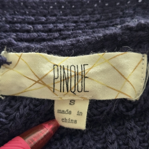 Pinque Women's Navy Lace Back Open Front Cardigan Sweater Small - Picture 6 of 10